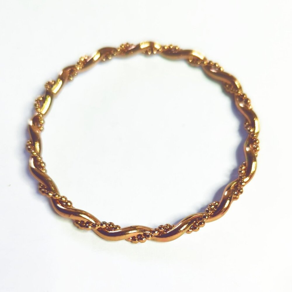 Vintage Copper-Toned Twisted Rope Design Bangle Bracelet 2.5" Diameter